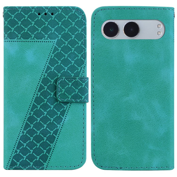 For OnePlus Nord 4 Stand Case 7-Shaped Pattern Imprint Leather Phone Cover - Green