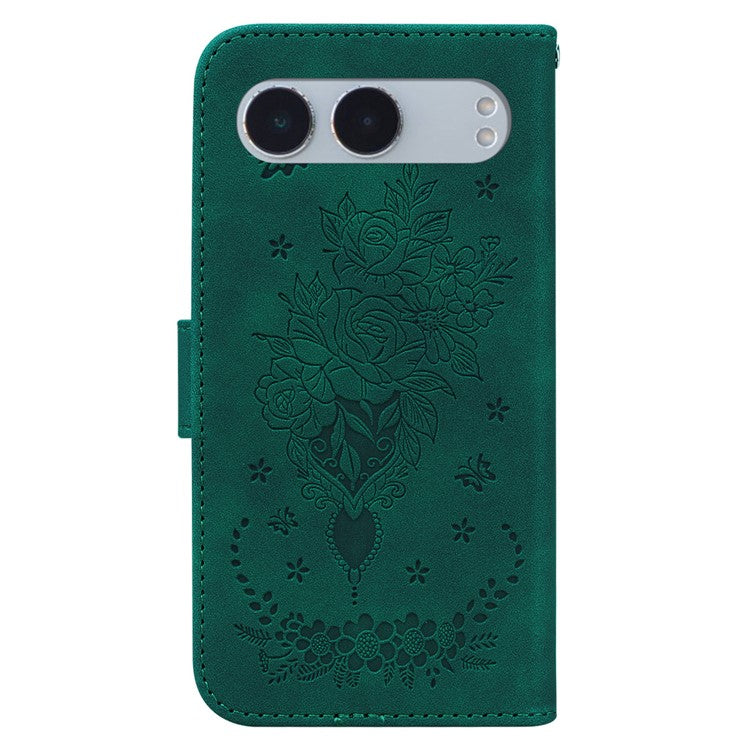 For OnePlus Nord 4 Case PU Leather Wallet Phone Cover Butterfly Flower Imprint - Green
