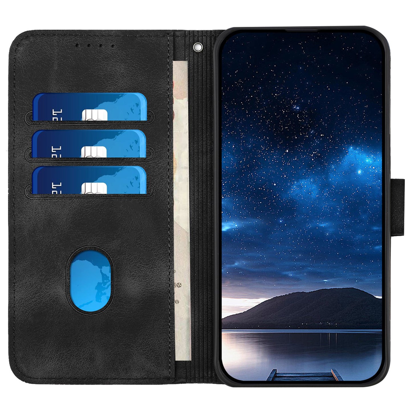 YX0080 For Samsung Galaxy A06 Case Butterfly Imprint Leather Wallet Phone Cover - Black