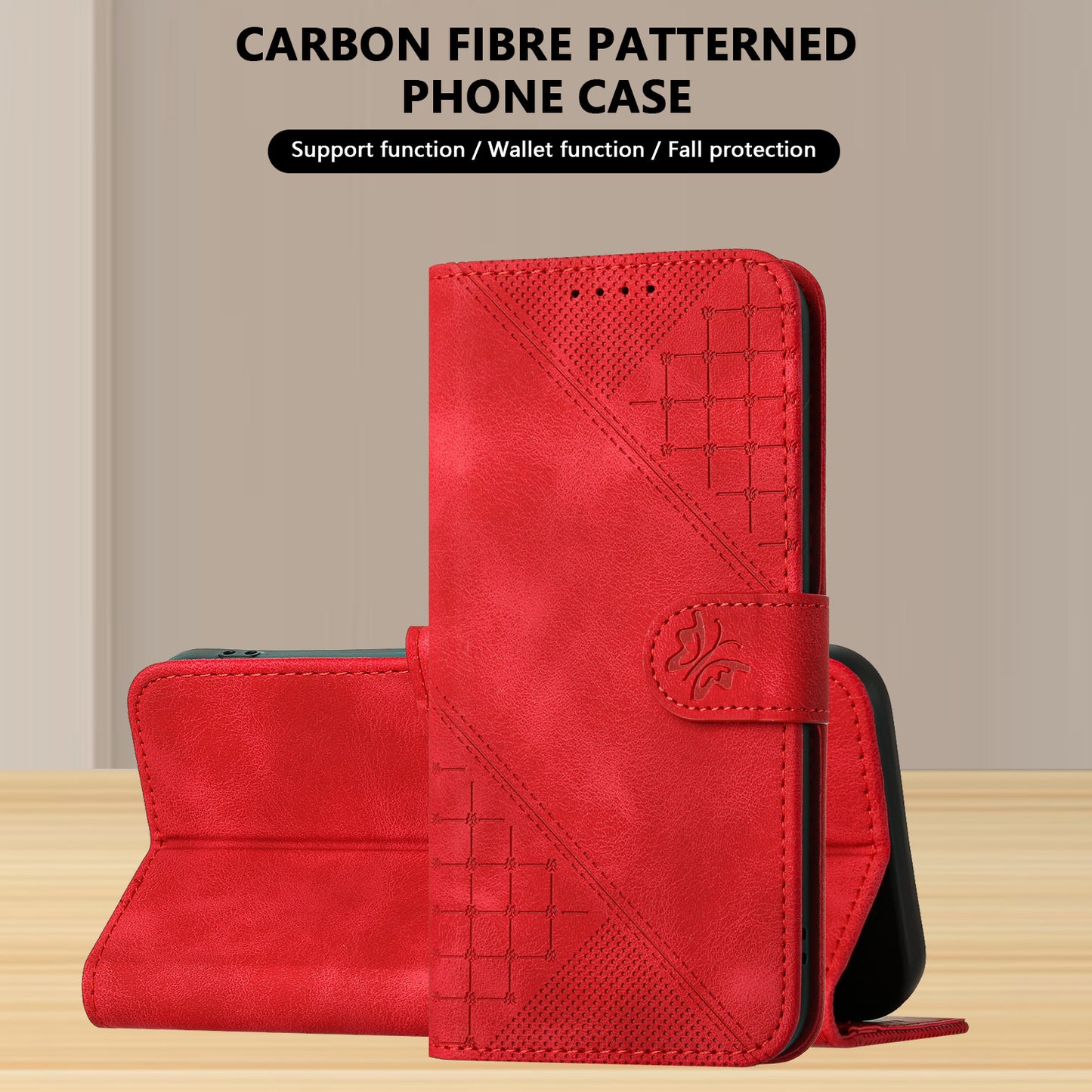YX0080 For Samsung Galaxy A16 5G / A16 4G Case Butterfly Imprint Leather Wallet Phone Cover - Red