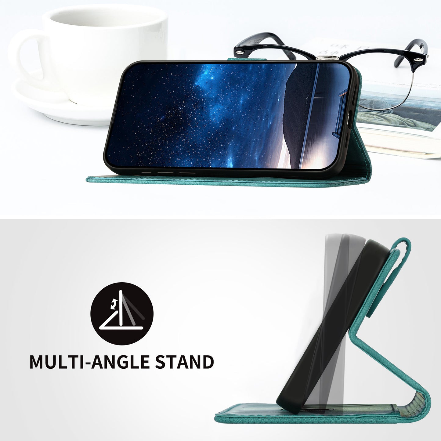 YX0080 For Samsung Galaxy A16 5G / A16 4G Case Butterfly Imprint Leather Wallet Phone Cover - Baby Blue