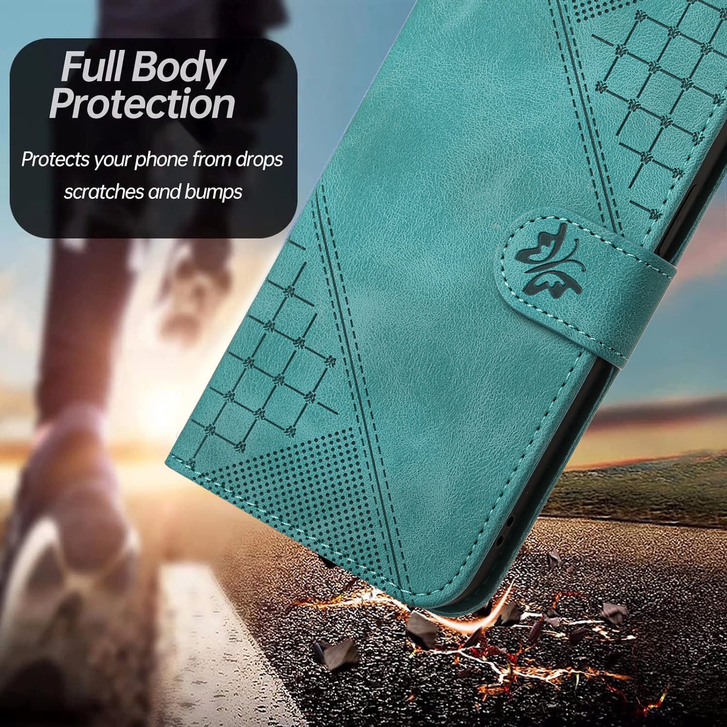 YX0080 For Samsung Galaxy A16 5G / A16 4G Case Butterfly Imprint Leather Wallet Phone Cover - Baby Blue