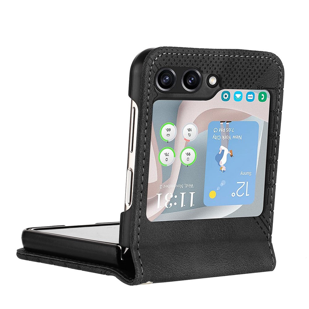 For Samsung Galaxy Z Flip7 FE 5G / Z Flip6 5G Leather Wallet Case Butterfly Flower Imprinted Phone Cover with Strap - Black