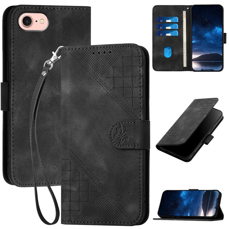 YX0080 For iPhone 16e Case Butterfly Imprint Leather Wallet Phone Cover - Black