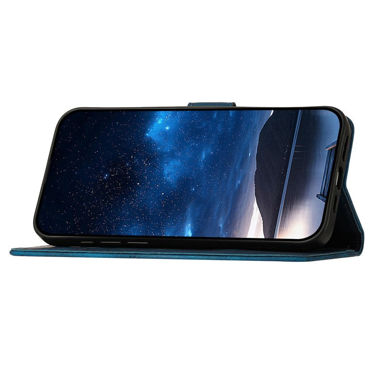 YX0080 For iPhone 16e Case Butterfly Imprint Leather Wallet Phone Cover - Sapphire