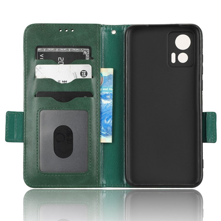For Motorola Edge 30 Neo 5G / Edge 30 Lite 5G Imprinted Triangle Pattern Anti-shock Flip Phone Case Stand Wallet  PU Leather Cover with Strap - Green