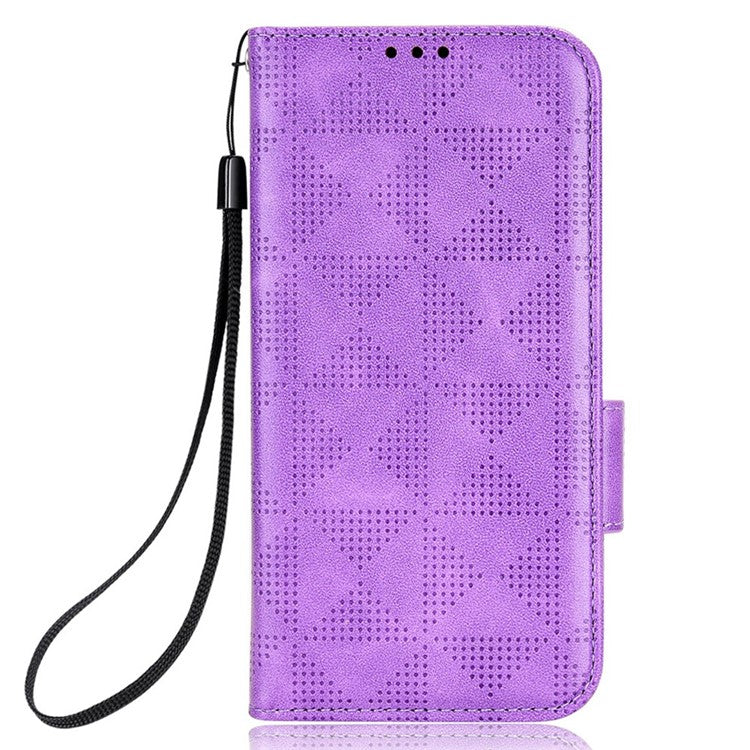 For Motorola Edge 30 Neo 5G / Edge 30 Lite 5G Imprinted Triangle Pattern Anti-shock Flip Phone Case Stand Wallet  PU Leather Cover with Strap - Purple