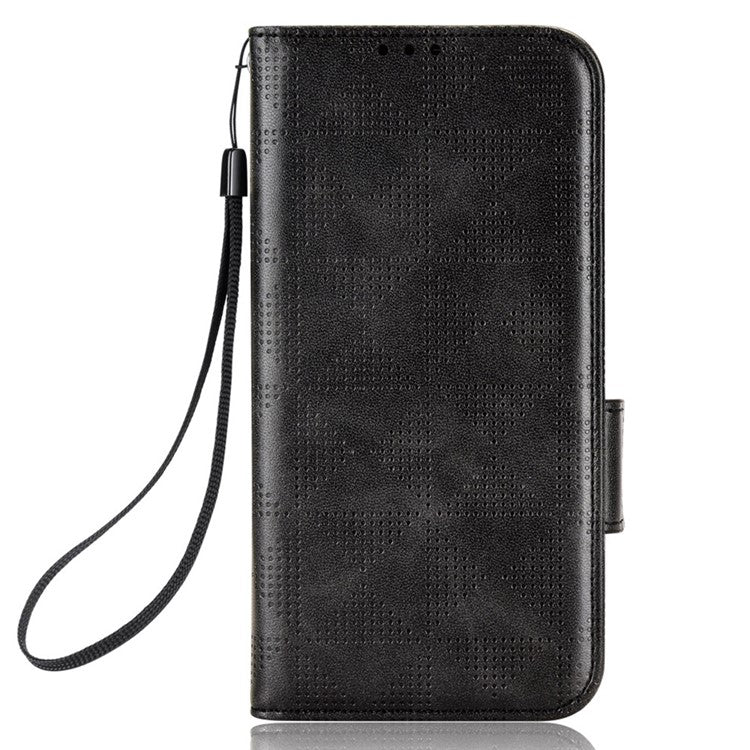 For Motorola Edge 30 Neo 5G / Edge 30 Lite 5G Imprinted Triangle Pattern Anti-shock Flip Phone Case Stand Wallet  PU Leather Cover with Strap - Black