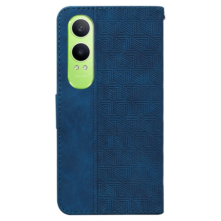 For OnePlus Nord CE4 Lite 5G Case Geometry Pattern Leather Wallet Phone Cover - Blue