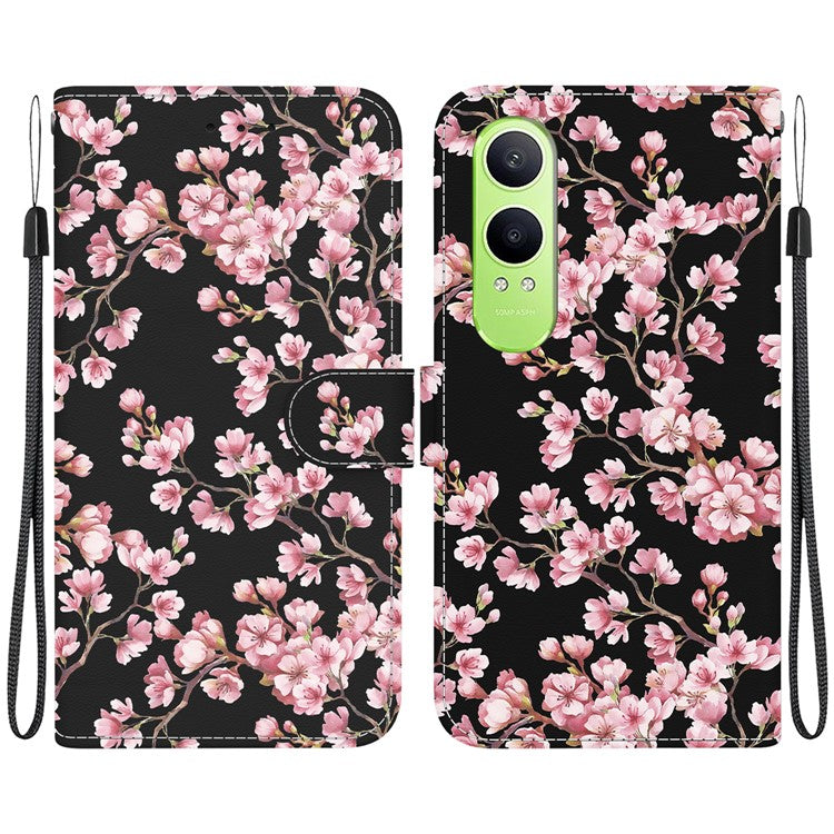 For OnePlus Nord CE4 Lite 5G Wallet Phone Case Anti-Drop Leather Flip Cover Pattern Printing - Plum Blossom