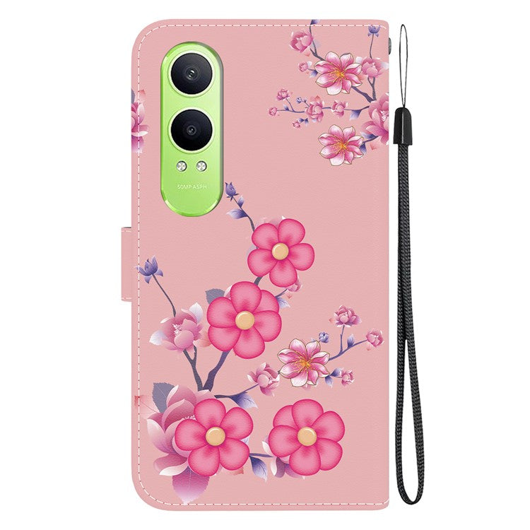 For OnePlus Nord CE4 Lite 5G Wallet Phone Case Anti-Drop Leather Flip Cover Pattern Printing - Sakura