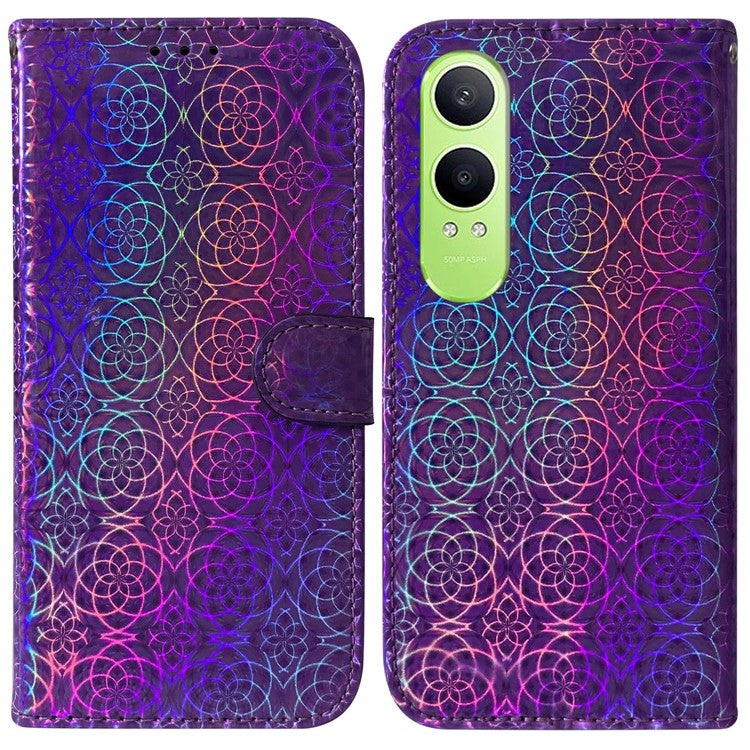 For OnePlus Nord CE4 Lite 5G Stand Case Dazzling Flower Leather Phone Cover - Purple