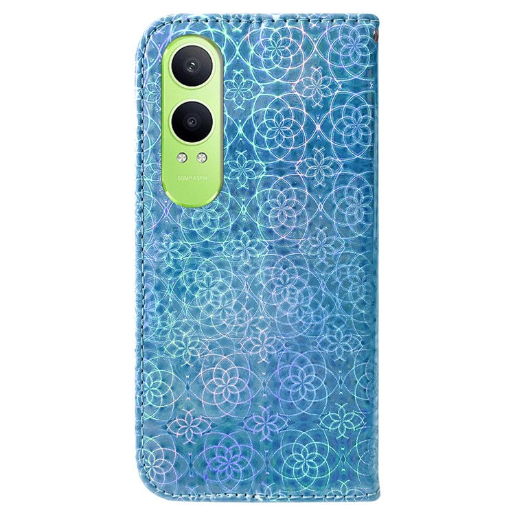 For OnePlus Nord CE4 Lite 5G Stand Case Dazzling Flower Leather Phone Cover - Blue