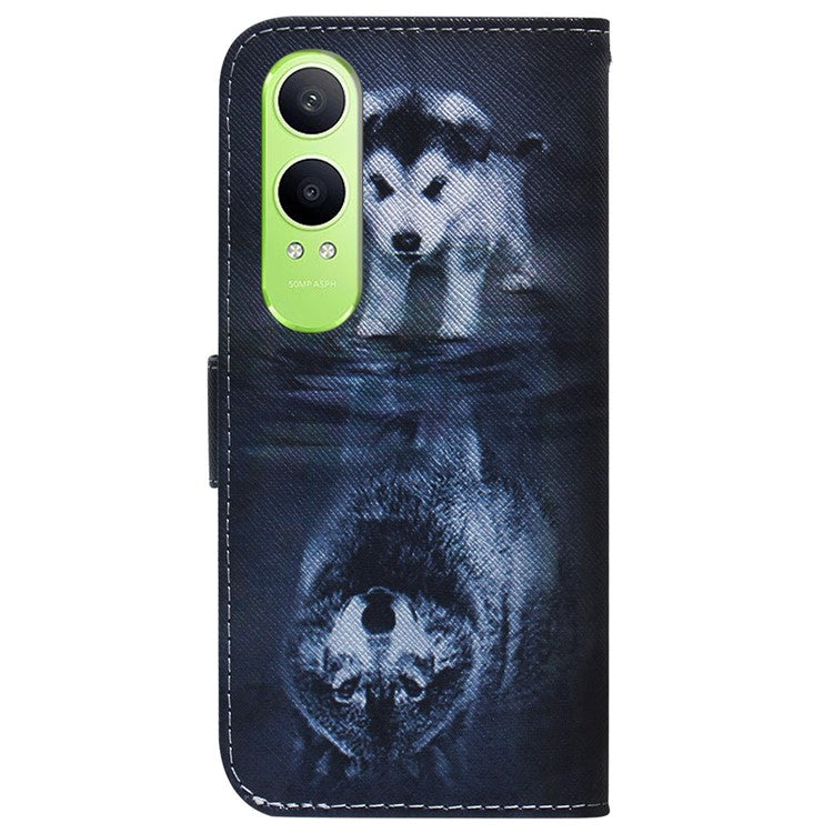 For OnePlus Nord CE4 Lite 5G Wallet Case Pattern Print Leather Phone Cover - Dog and Wolf