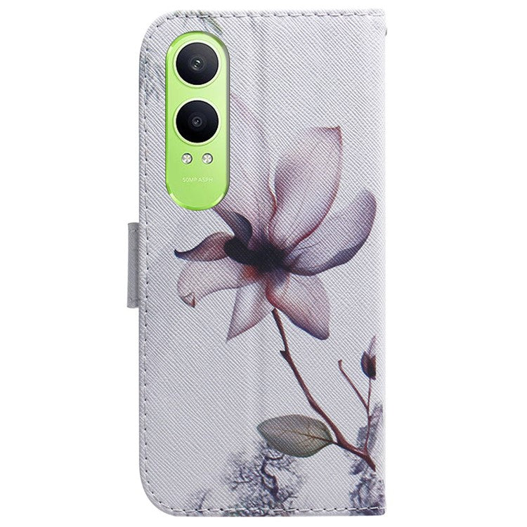 For OnePlus Nord CE4 Lite 5G Wallet Case Pattern Print Leather Phone Cover - Pink Flower