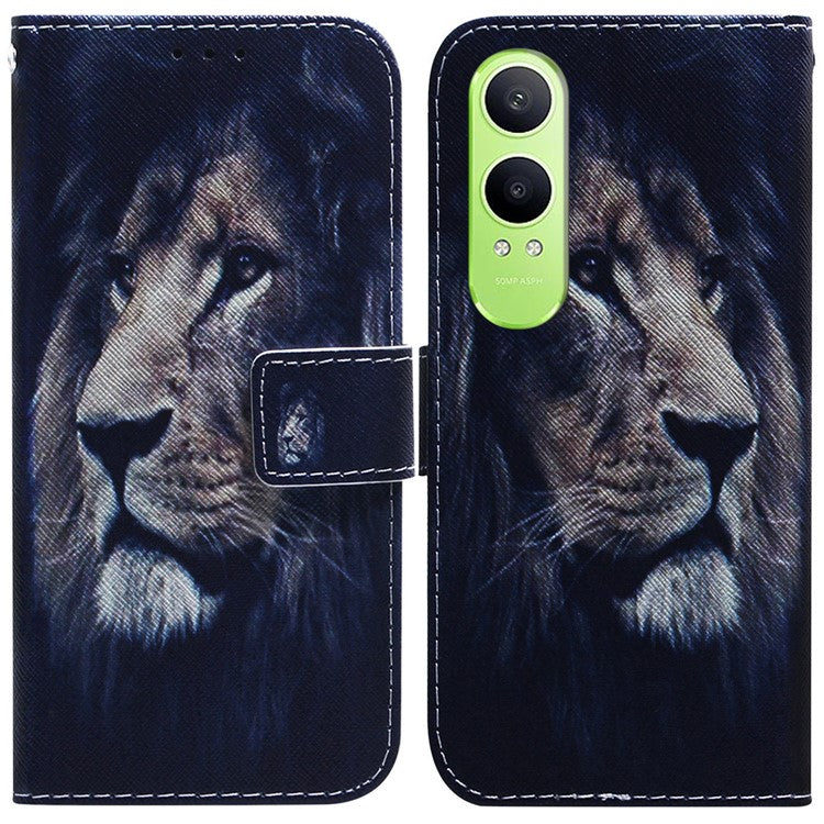 For OnePlus Nord CE4 Lite 5G Wallet Case Pattern Print Leather Phone Cover - Lion