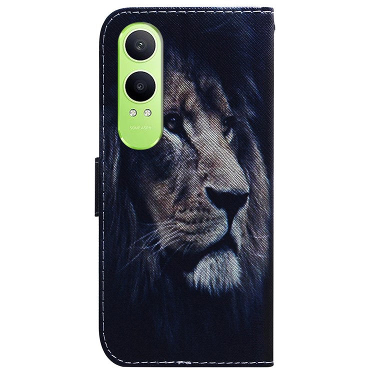 For OnePlus Nord CE4 Lite 5G Wallet Case Pattern Print Leather Phone Cover - Lion