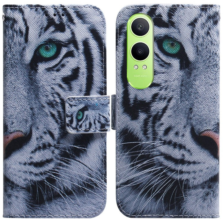 For OnePlus Nord CE4 Lite 5G Wallet Case Pattern Print Leather Phone Cover - Tiger