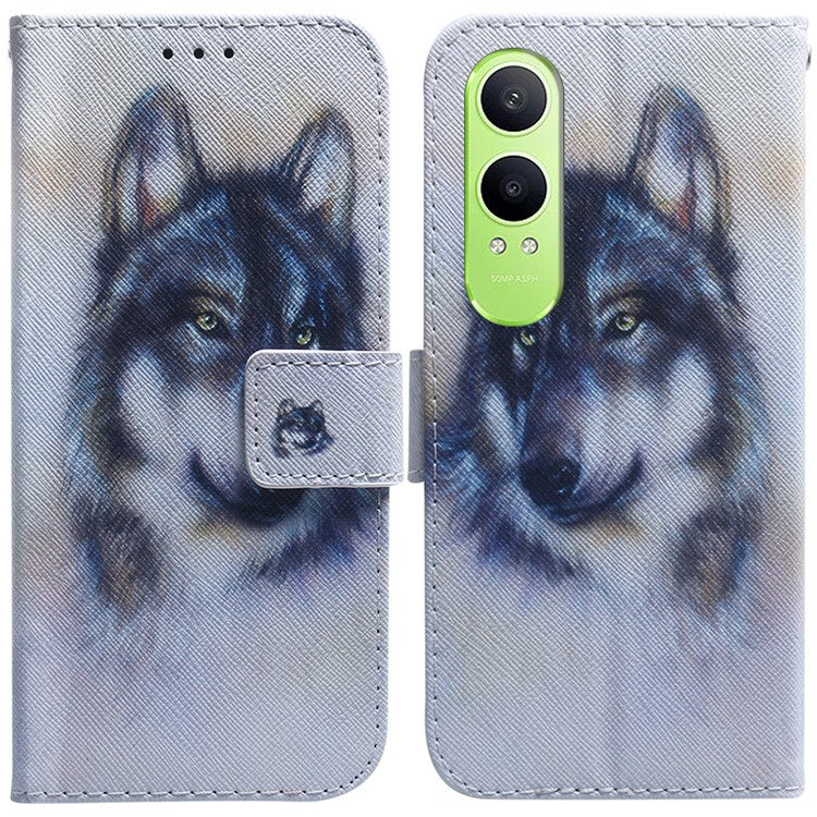 For OnePlus Nord CE4 Lite 5G Wallet Case Pattern Print Leather Phone Cover - Wolf