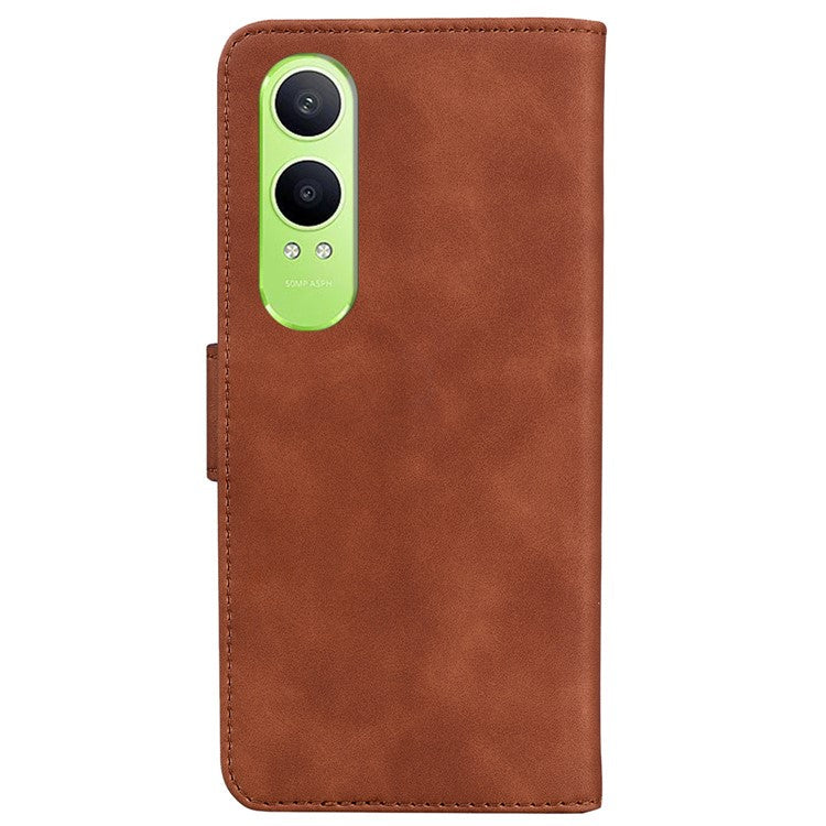 For OnePlus Nord CE4 Lite 5G Case Solid Color Leather Wallet Phone Cover - Brown