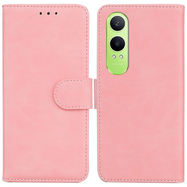 For OnePlus Nord CE4 Lite 5G Case Solid Color Leather Wallet Phone Cover - Pink