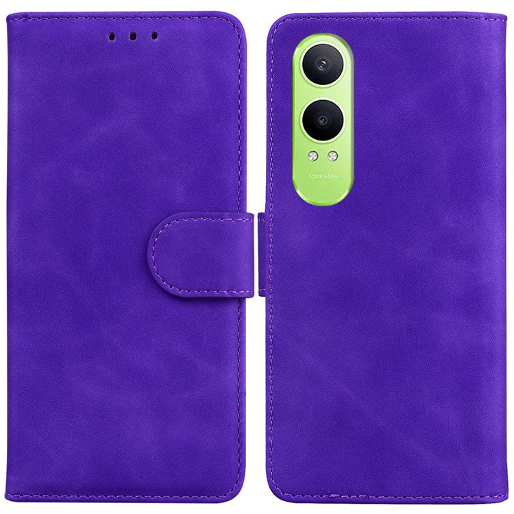 For OnePlus Nord CE4 Lite 5G Case Solid Color Leather Wallet Phone Cover - Purple