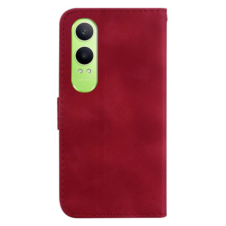For OnePlus Nord CE4 Lite 5G Stand Case 7-Shaped Pattern Imprint Leather Phone Cover - Red