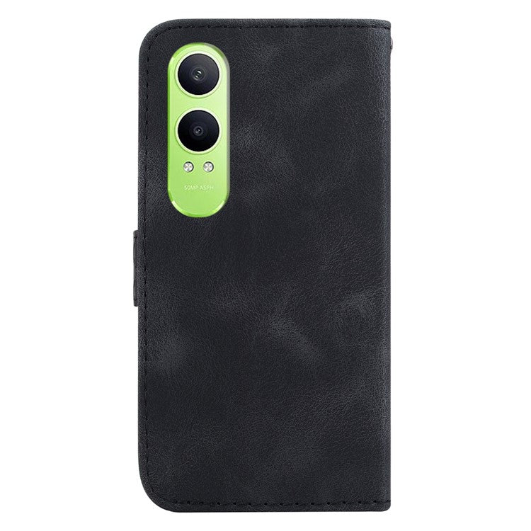 For OnePlus Nord CE4 Lite 5G Stand Case 7-Shaped Pattern Imprint Leather Phone Cover - Black