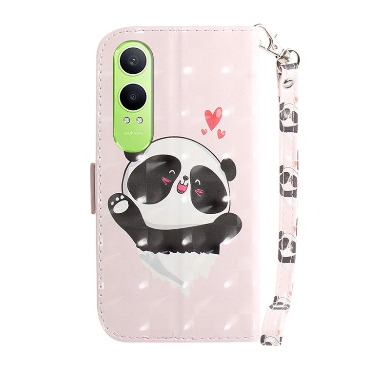 For OnePlus Nord CE4 Lite 5G Case Pattern Printing Leather Wallet Phone Cover - Love Heart Panda