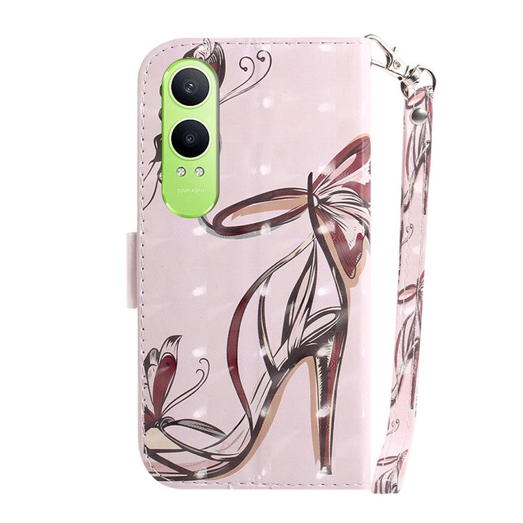 For OnePlus Nord CE4 Lite 5G Case Pattern Printing Leather Wallet Phone Cover - Butterfly High Heels
