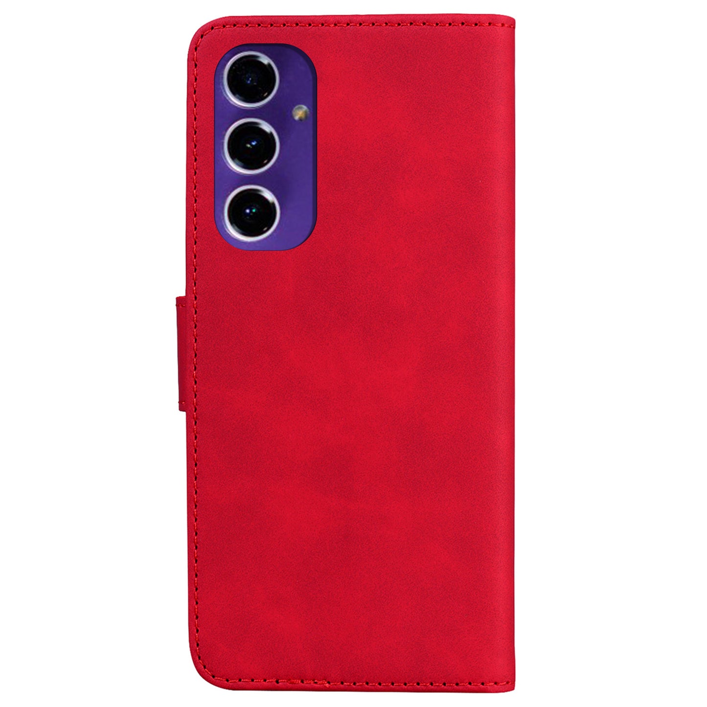 For Samsung Galaxy A16 5G / A16 4G Stand Case PU Leather Phone Cover Butterfly Printed - Red