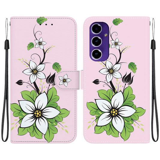For Samsung Galaxy A16 5G / A16 4G Wallet Phone Case Anti-Drop Leather Flip Cover Pattern Printing - Lily