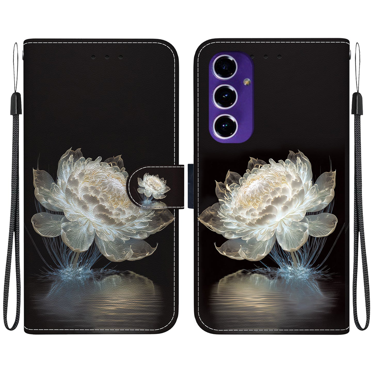For Samsung Galaxy A16 5G / A16 4G Wallet Phone Case Anti-Drop Leather Flip Cover Pattern Printing - Crystal Peony