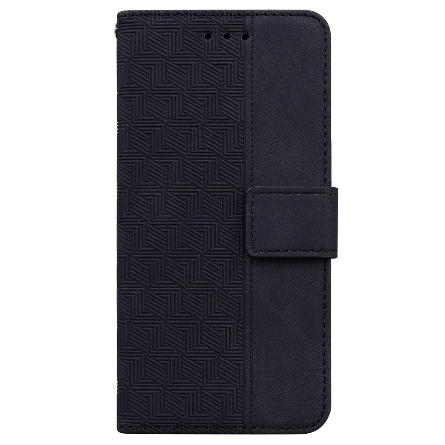 For Samsung Galaxy A16 5G / A16 4G Case Geometry Pattern Leather Wallet Phone Cover - Black