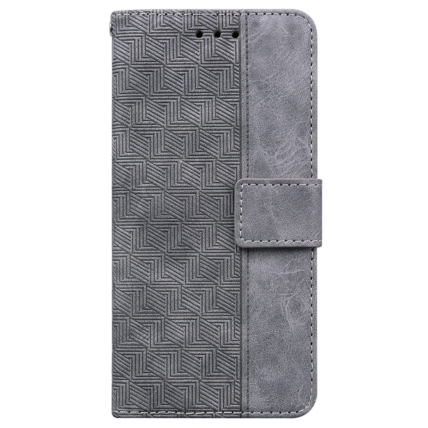 For Samsung Galaxy A16 5G / A16 4G Case Geometry Pattern Leather Wallet Phone Cover - Grey