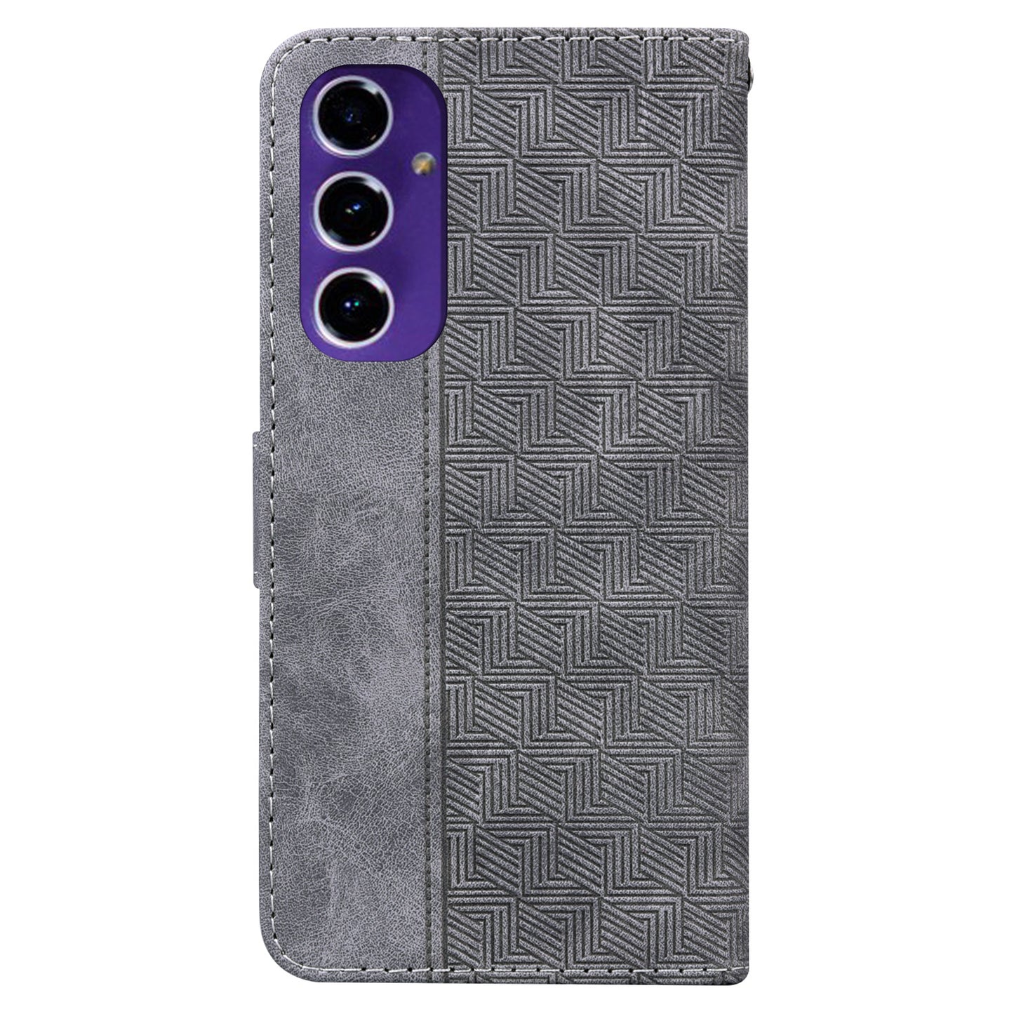 For Samsung Galaxy A16 5G / A16 4G Case Geometry Pattern Leather Wallet Phone Cover - Grey