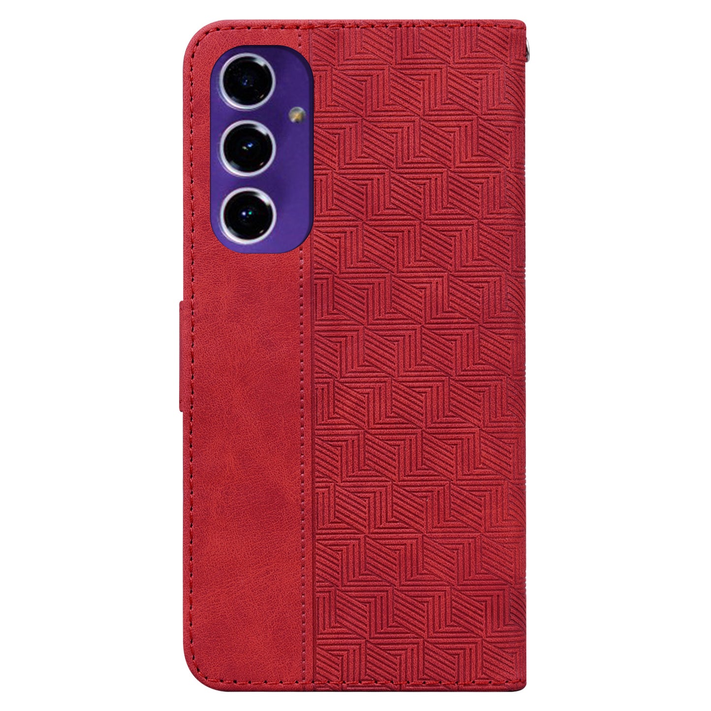 For Samsung Galaxy A16 5G / A16 4G Case Geometry Pattern Leather Wallet Phone Cover - Red