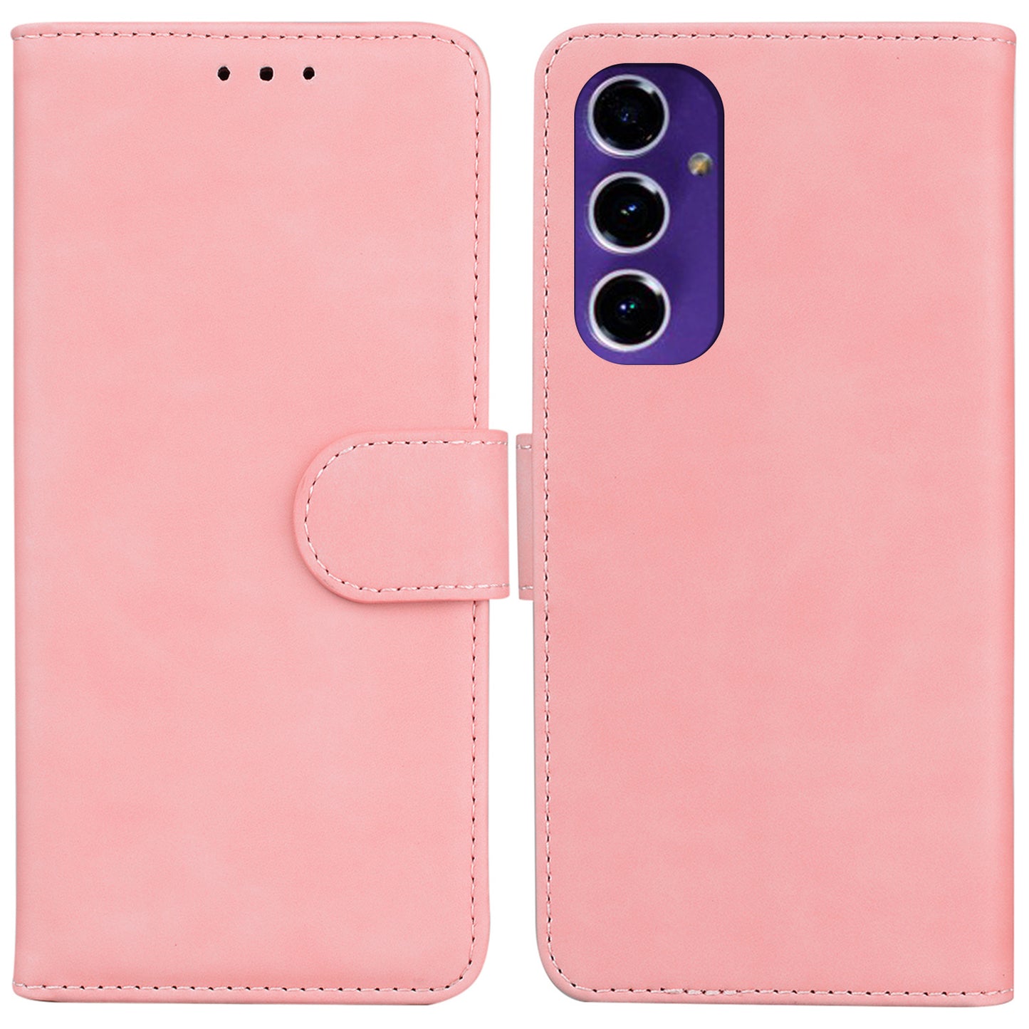For Samsung Galaxy A16 5G / A16 4G Case Solid Color Leather Wallet Phone Cover - Pink