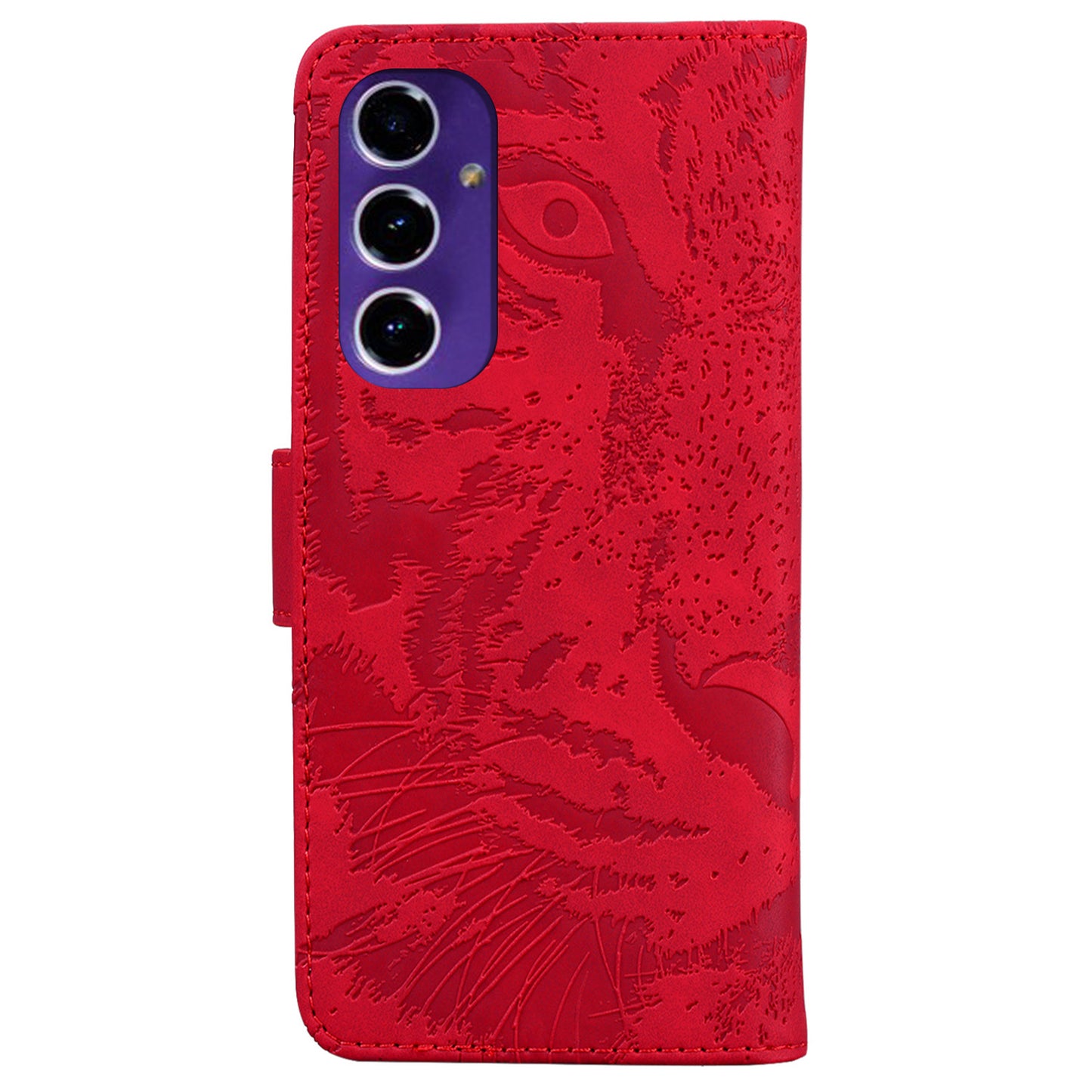 For Samsung Galaxy A16 5G / A16 4G Case Tiger Imprint Leather Wallet Phone Cover - Red
