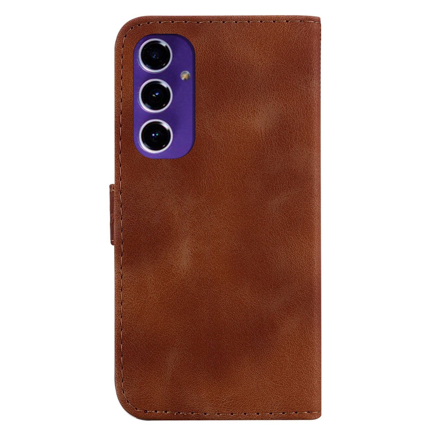 For Samsung Galaxy A16 5G / A16 4G Stand Case 7-Shaped Pattern Imprint Leather Phone Cover - Brown