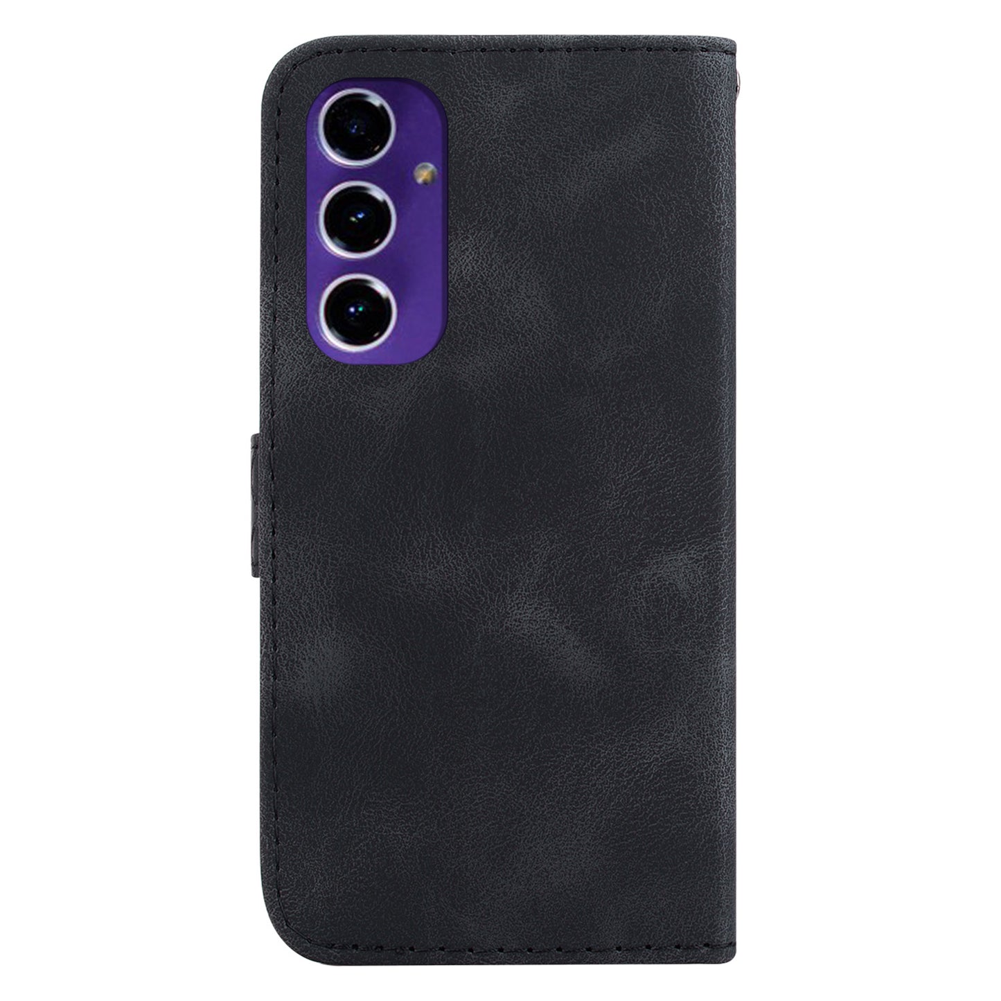 For Samsung Galaxy A16 5G / A16 4G Stand Case 7-Shaped Pattern Imprint Leather Phone Cover - Black