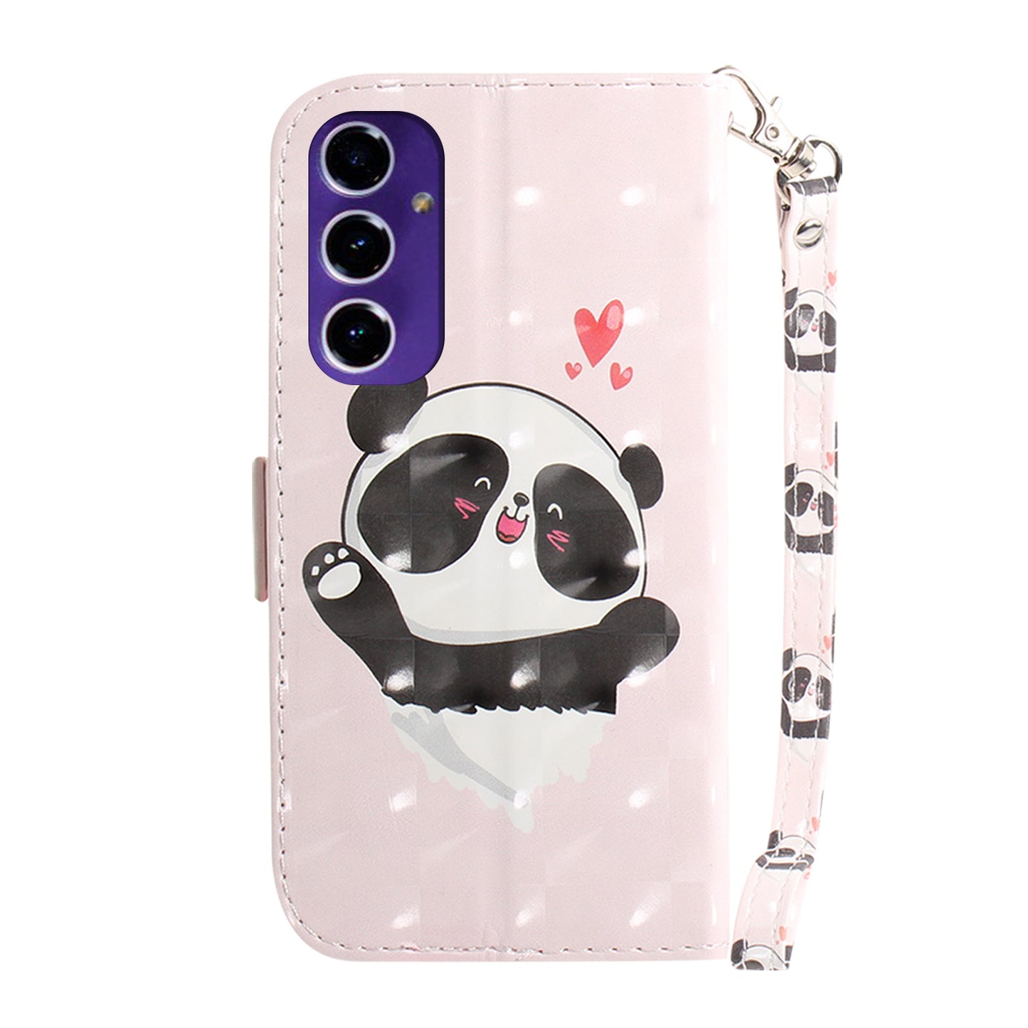 For Samsung Galaxy A16 5G / A16 4G Case Pattern Printing Leather Wallet Phone Cover - Love Heart Panda