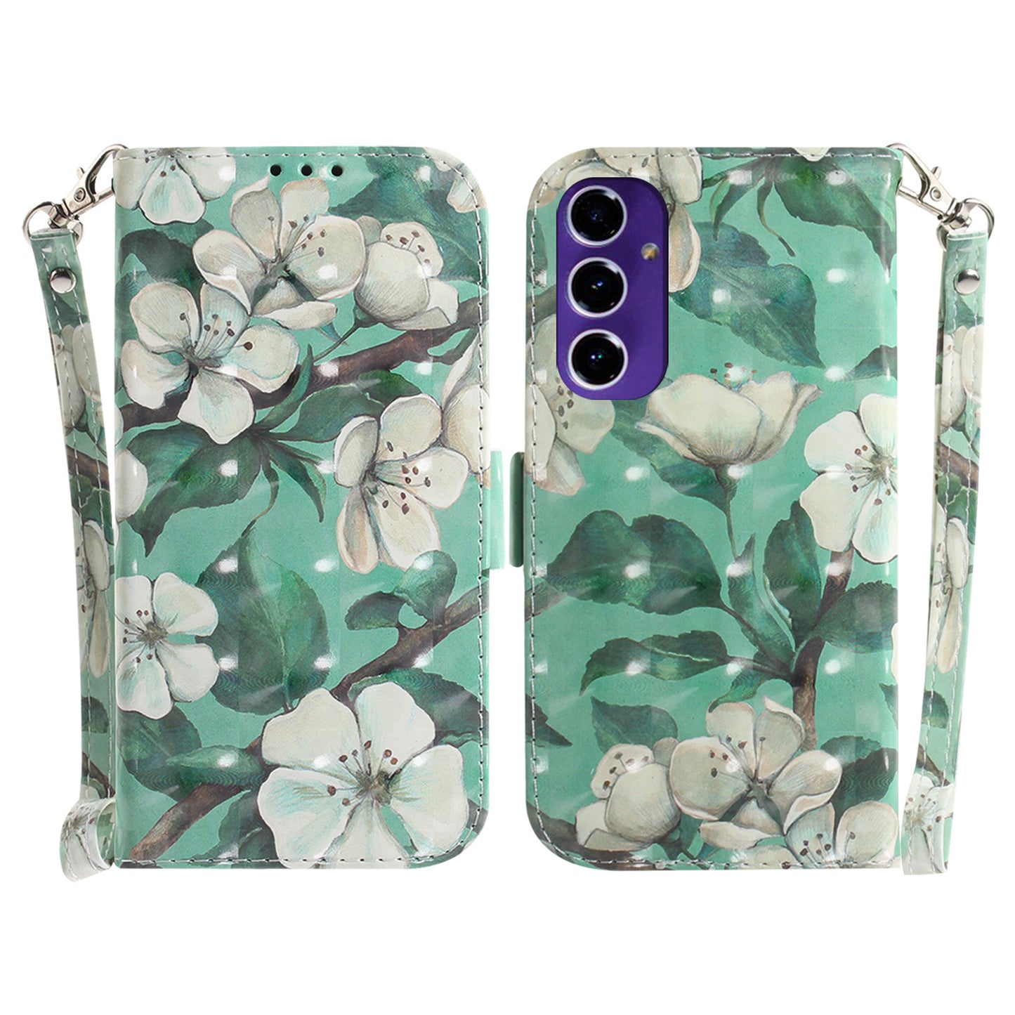 For Samsung Galaxy A16 5G / A16 4G Case Pattern Printing Leather Wallet Phone Cover - Watercolor Flowers