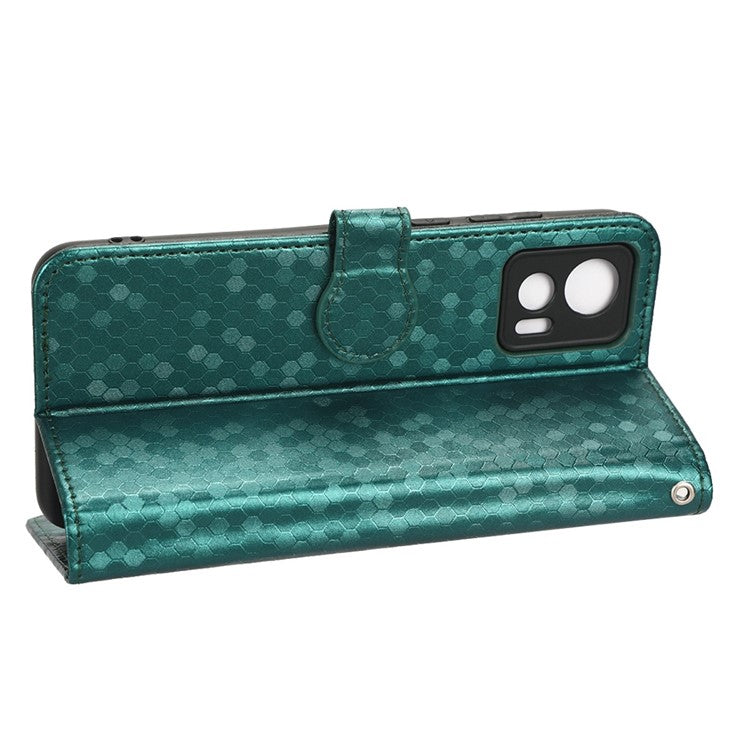 For Motorola Edge 30 Neo 5G / Edge 30 Lite 5G Foldable Stand Wallet Case Dot Pattern Imprinted TPU+PU Leather Flip Phone Shell - Green