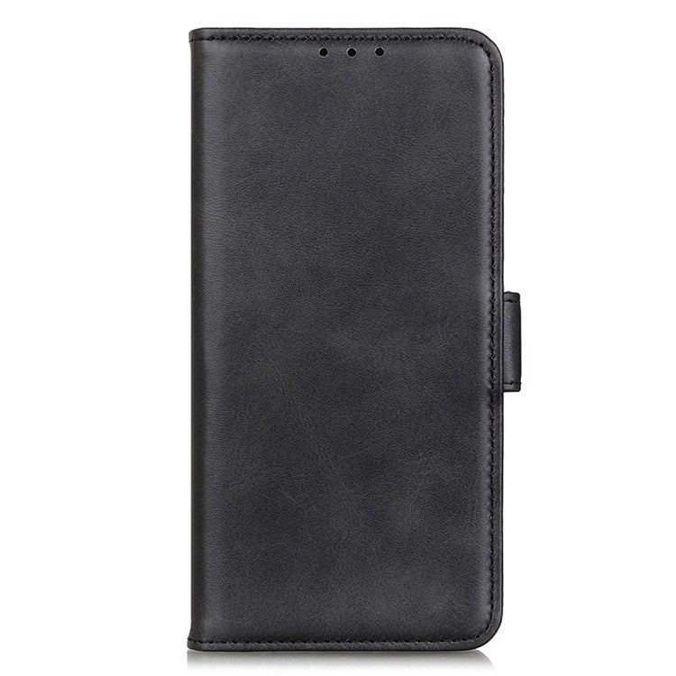 For Samsung Galaxy M35 5G Case Stand Cowhide Texture PU Leather Phone Cover - Black