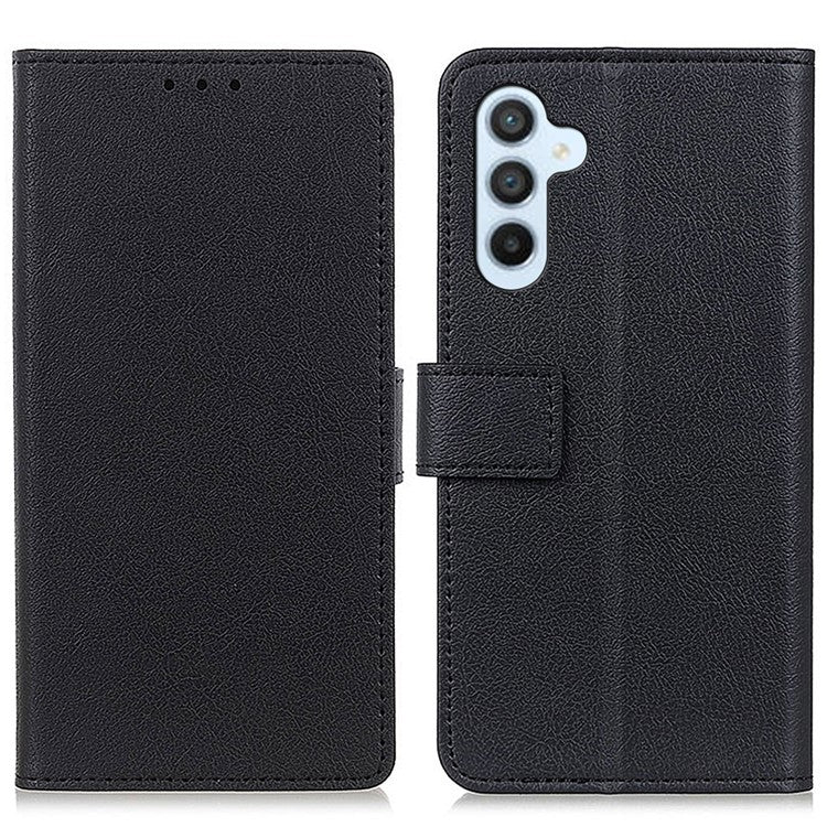 For Samsung Galaxy M35 5G Case PU Leather Stand Wallet Phone Cover - Black