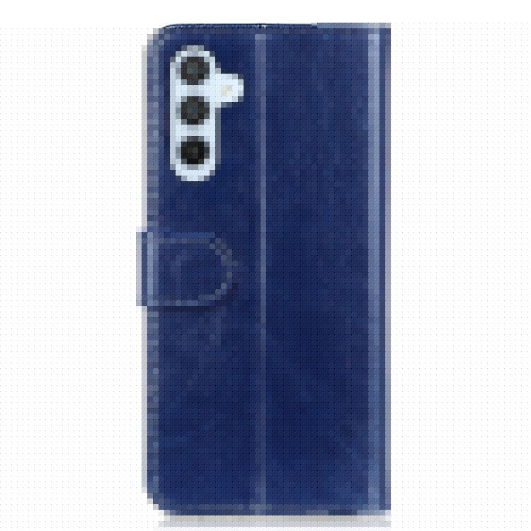 For Samsung Galaxy M35 5G Case Crazy Horse Texture PU Leather Phone Stand Cover - Blue