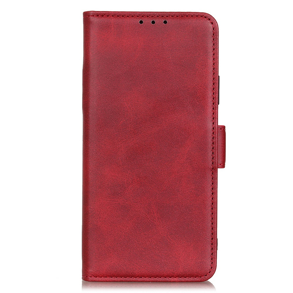 For Samsung Galaxy A16 5G / A16 4G Case Stand Cowhide Texture PU Leather Phone Cover - Red