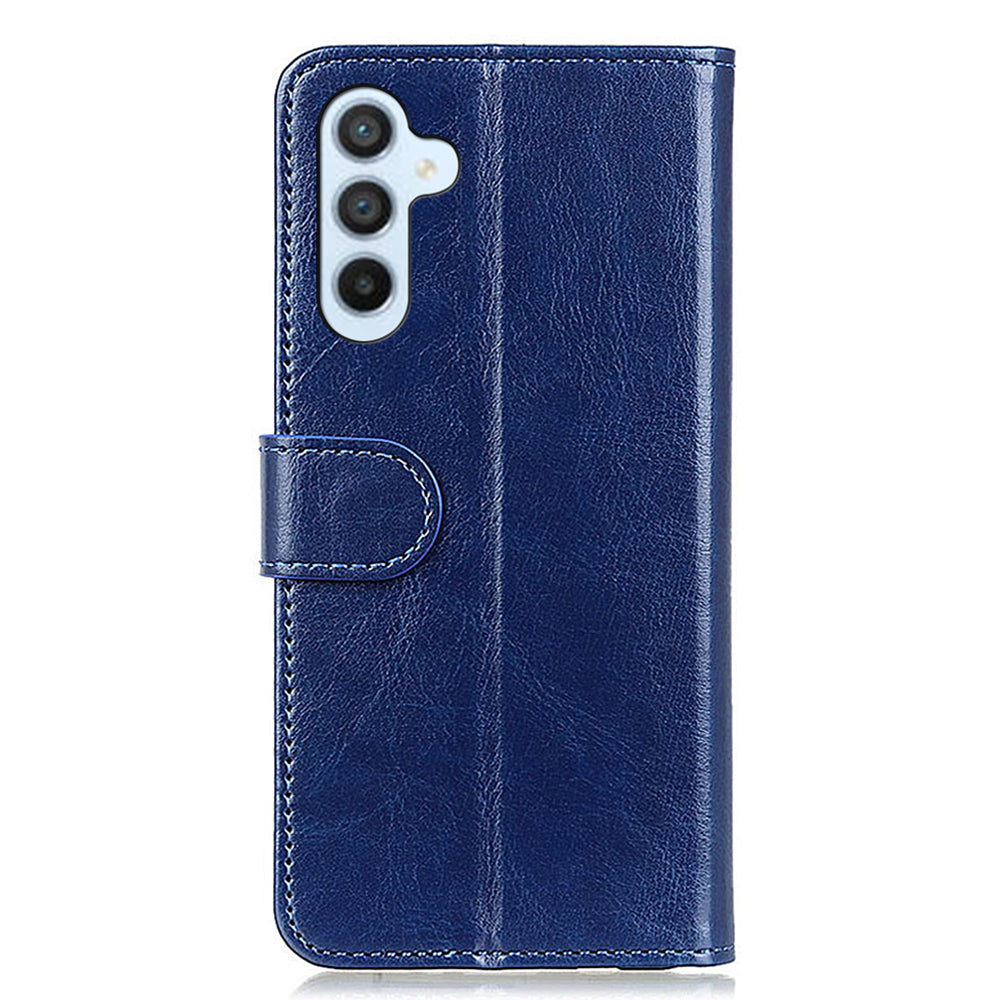 For Samsung Galaxy A16 5G / A16 4G Case Crazy Horse Texture PU Leather Phone Stand Cover - Blue