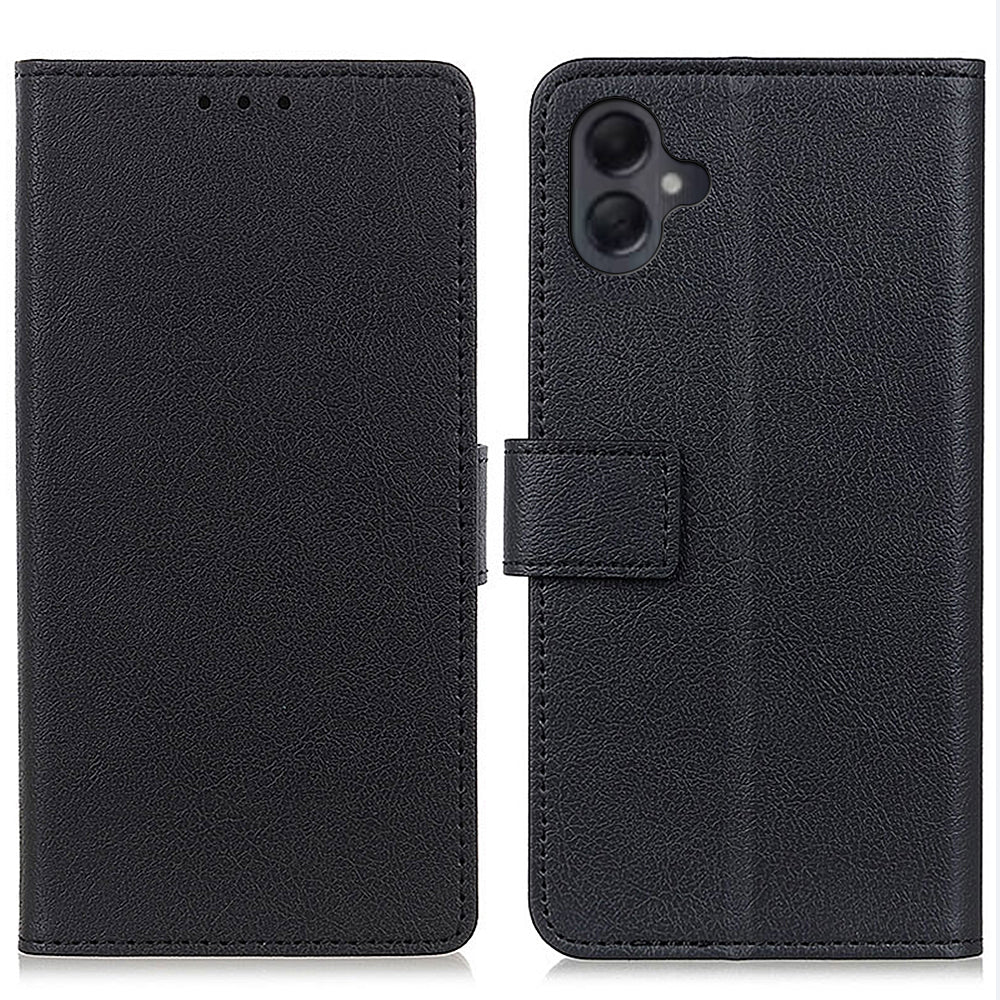 For Samsung Galaxy A06 Case PU Leather Stand Wallet Phone Cover - Black